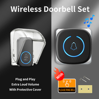 CACAZI Intelligent Wireless Doorbell with Waterproof Cover Call Bell Protective Case Welcome Home 60 Ringtones EU US Plug