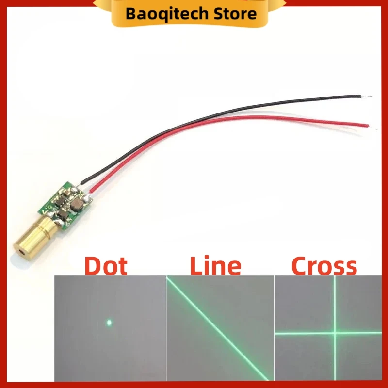 6mm green laser module dot shaped straight line cross line green laser head with adjustable focal length 520nm laser head