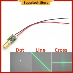 Módulo láser verde de 6mm, cabeza con forma de punto, línea recta cruzada, longitud focal ajustable, 520nm