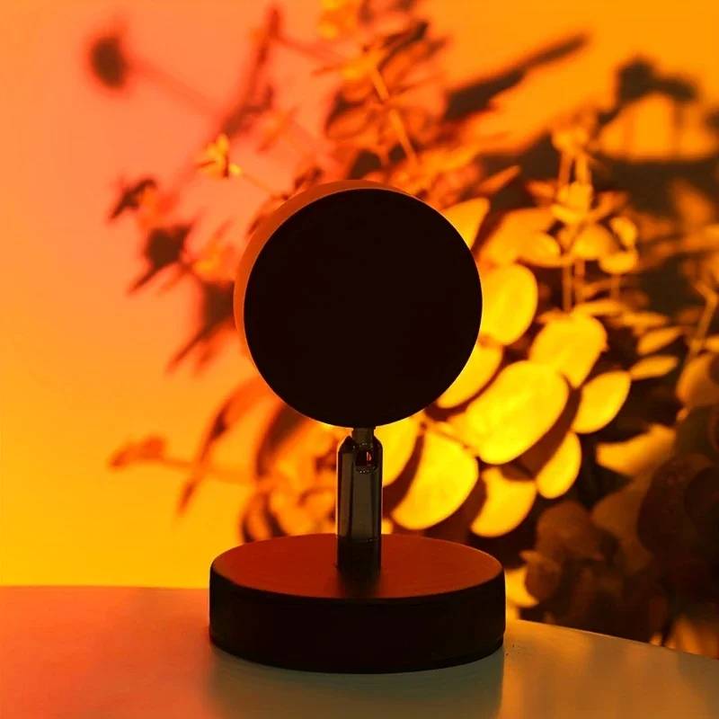 ضوء عرض USB Sunset - مصباح جداري وسقف بألوان قوس قزح، يتميز بـ 180 °   تصميم آرت ديكو الدوار، تشطيب معدني، وأداة ضبط