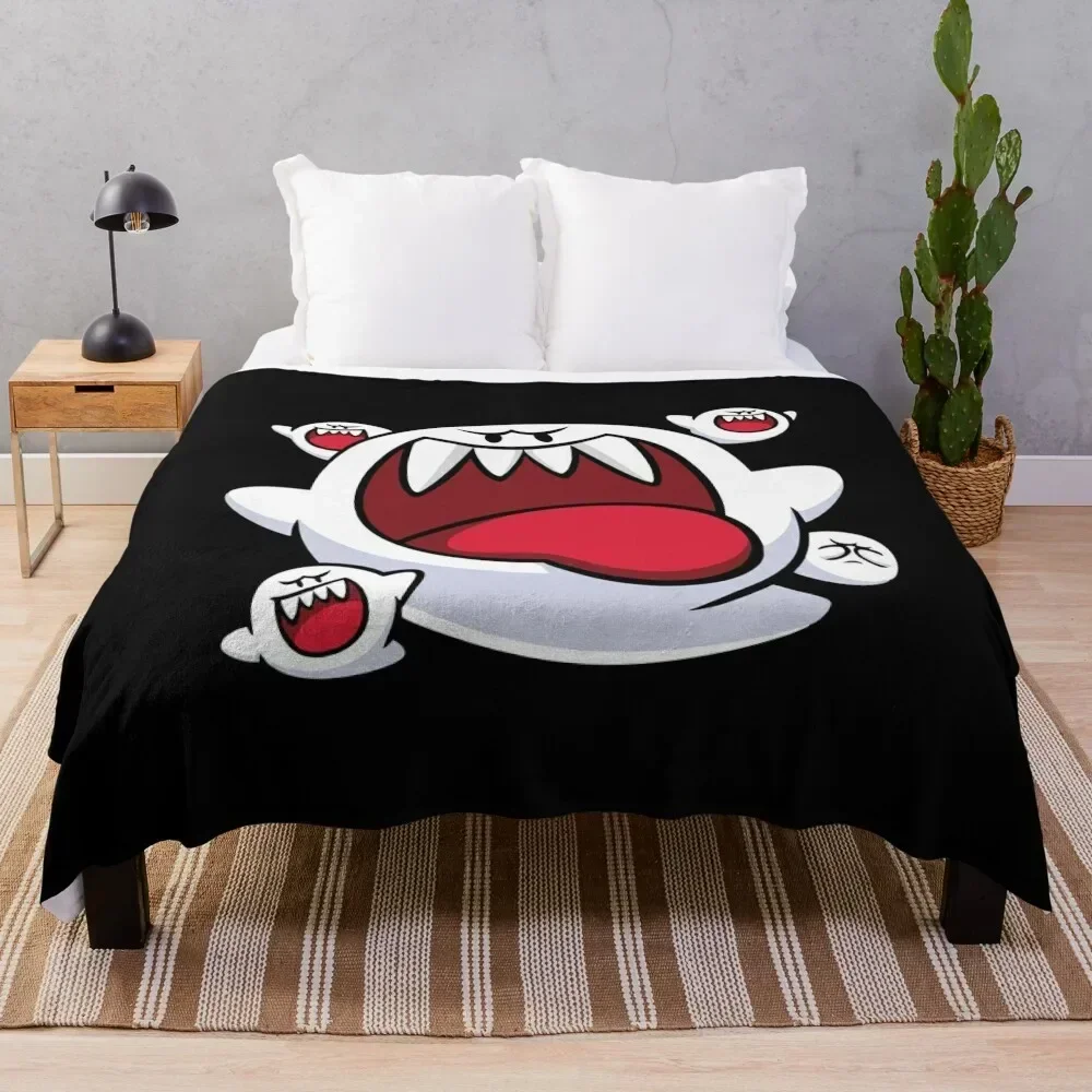 

King Boo Face Throw Blanket Loose Summer Beddings Furrys Moving Blankets