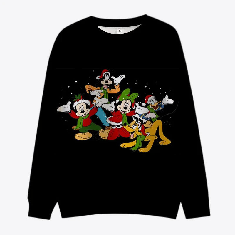 

2024 Autumn Harajuku Crew Neck Casual Women's Long Sleeve Sweatshirt New Merry Christmas Mickey Minnie Boys Girls Cute Tops y2k