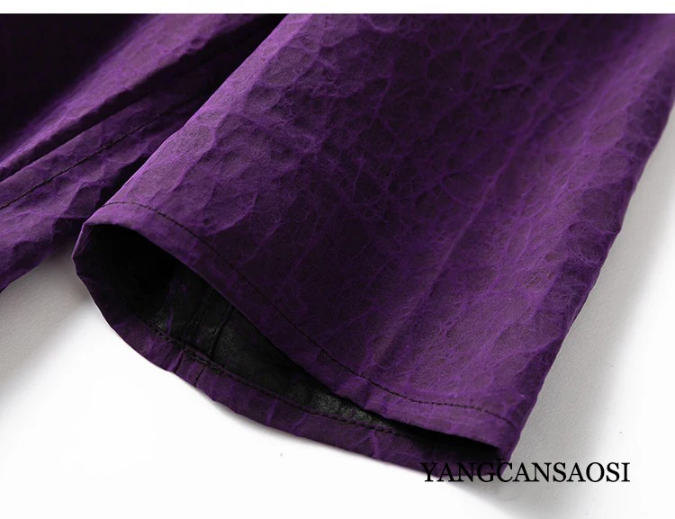 2023 Early Autumn New Old Material Wearing Purple Turtle Cracked Fragrant Cloud Gauze Silk Loose Dress Robe on Both Sides