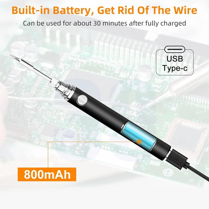 Cordless Soldering Iron Kit Cordless Soldering Iron Built-In 1100Mah Battery, 3 Temperature Adjustment Settings