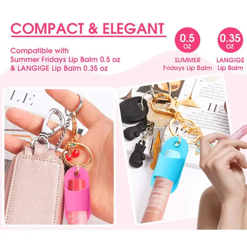 ملحقات غطاء سلسلة مفاتيح من السيليكون على شكل شبشب، سلسلة مفاتيح متينة محمولة متوافقة مع تخزين ملمع الشفاه وغطاء بلسم