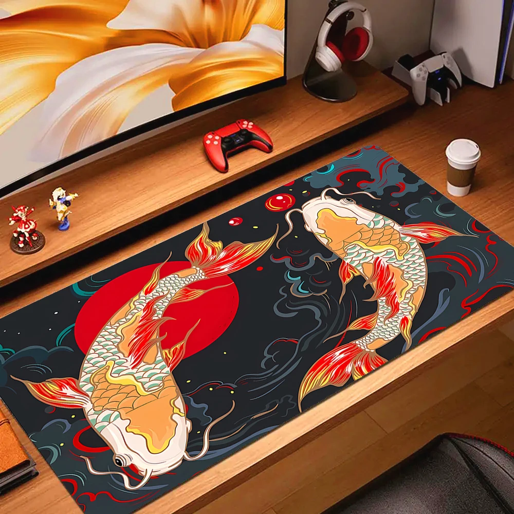 

Коврик для стола Koi Fish, японский офисный декор, коврик для мыши для дома и игр, аниме Koi Taichi, игровой коврик для мыши XL, игровой аксессуар, настольный коврик