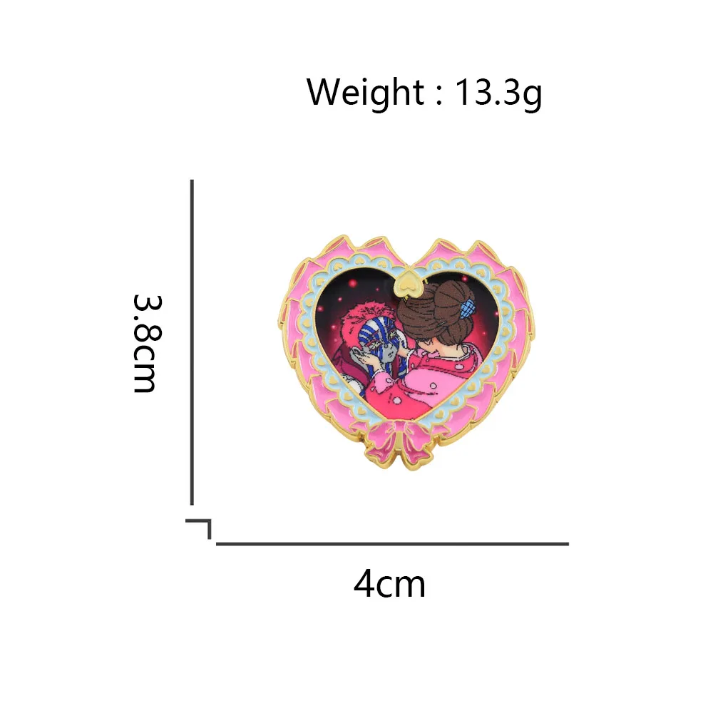 Akaza und Koyuki Paar Emaille-Brosche Rosa Herz Schleife Abzeichen Fan-Sammlerstück Anime-Merchandise Accessoires Geschenk für Freunde – Detail 3
