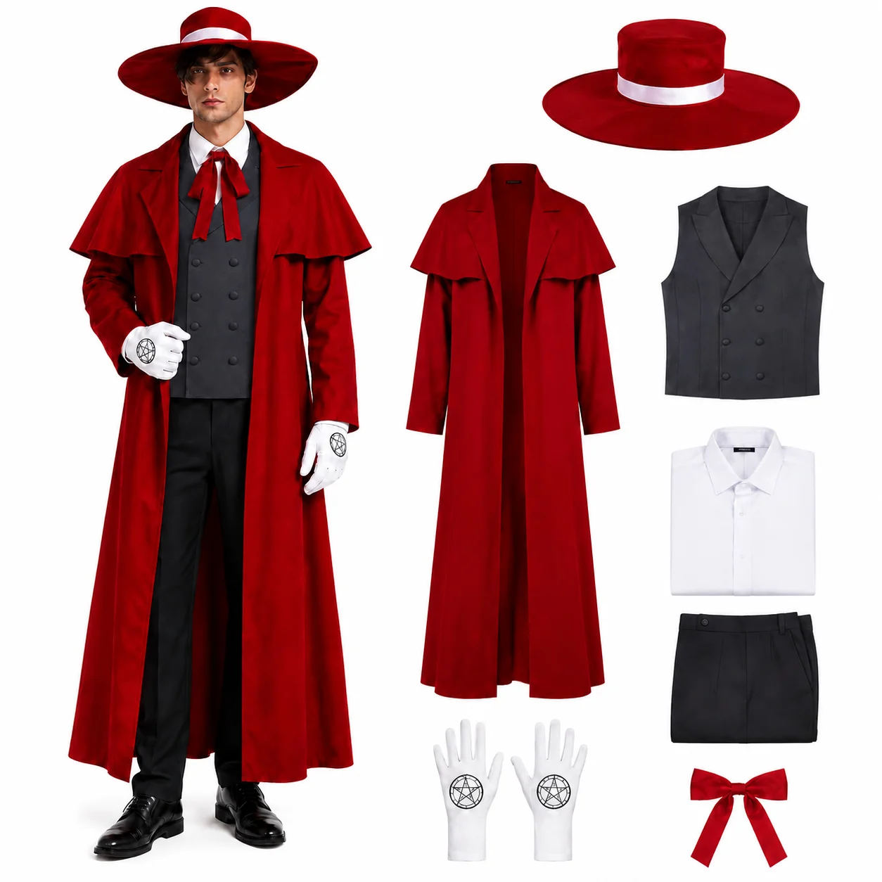 Mens Fashion Vest - Kostum Cosplay Anime Alucard Pria, Kostum