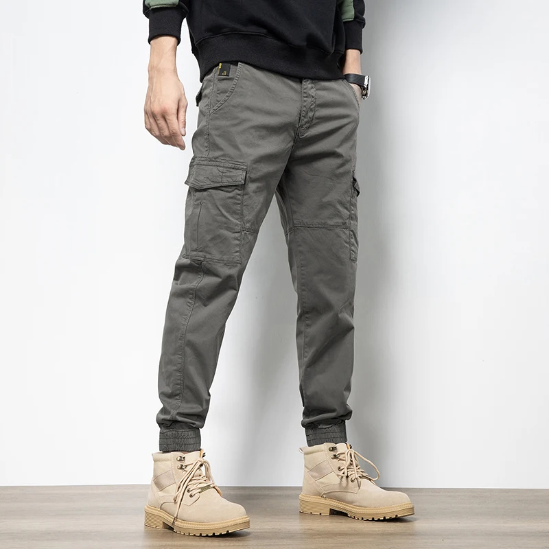 

Zipper Leg Fashion 98% Cotton Workwear Jogger Pants for Men Fall Loose Cargo Trousers Multi Pockets 24ss Y2k Youth Male Cityboy