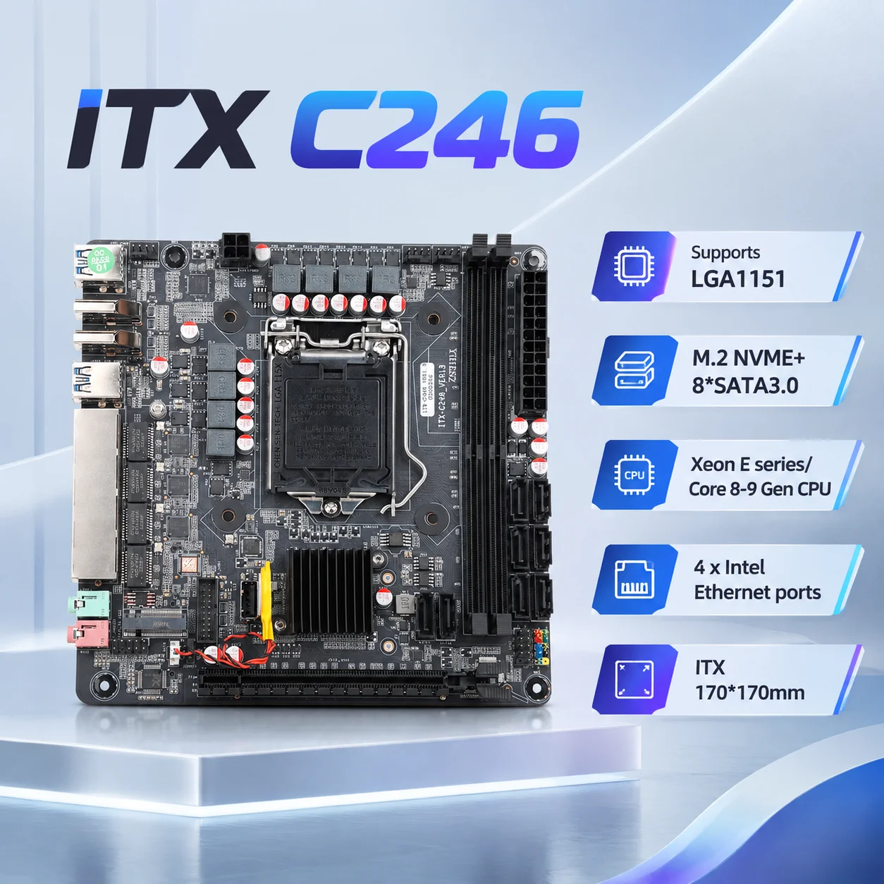 Nas Motherboard 8 Sata Mini Itx - 8-Bay C246 Vpro NAS-Motherboard 8 SATA