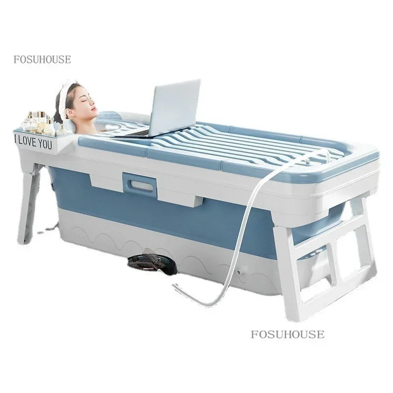 

Portable folding bathtub for adults plastic ice bath tub spa bucket kids swimming tub with sauna cover home soaking bath