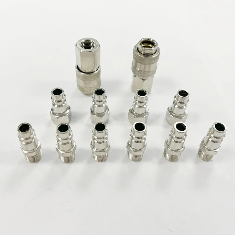 

12pcs 1/4'' EU Type Air Quick Connector Industrial Plugs Air Coupling Pneumatic Tool Male and Female Style Quick Couplers