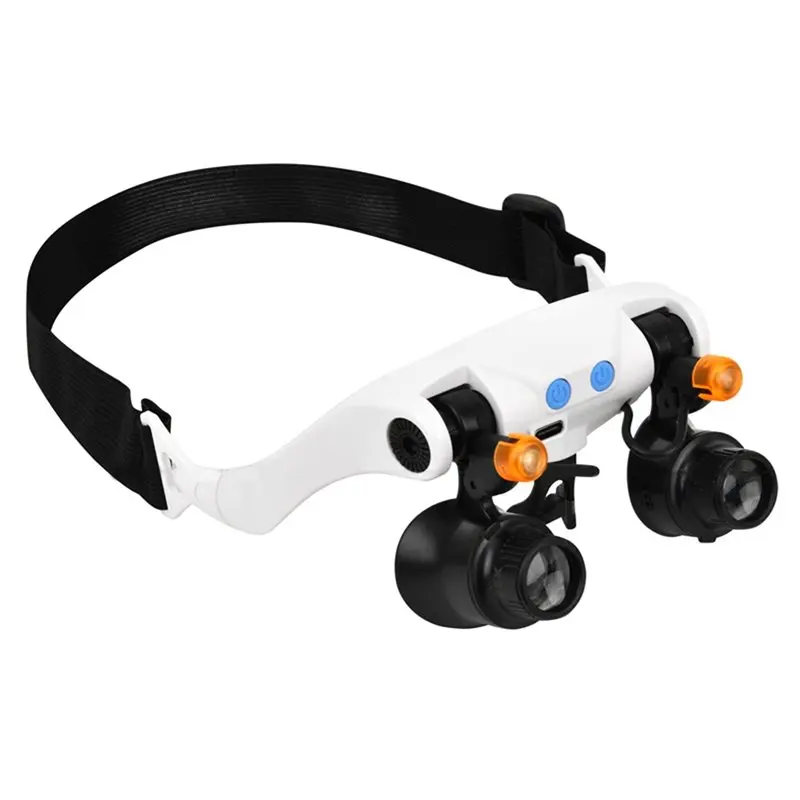 

ABGI-LED увеличительные очки с регулируемой повязкой на голову, лампа 10X 15X 20X 25X, лупа для работы и хобби