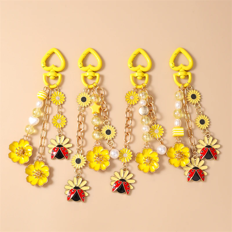 Modischer Bunter Blumen-Schlüsselanhänger für Autoschlüssel, Souvenir-Geschenke für Frauen und Männer, Handtaschen-Anhänger, Schlüsselringe, DIY-Schmuckzubehör – Detail 32