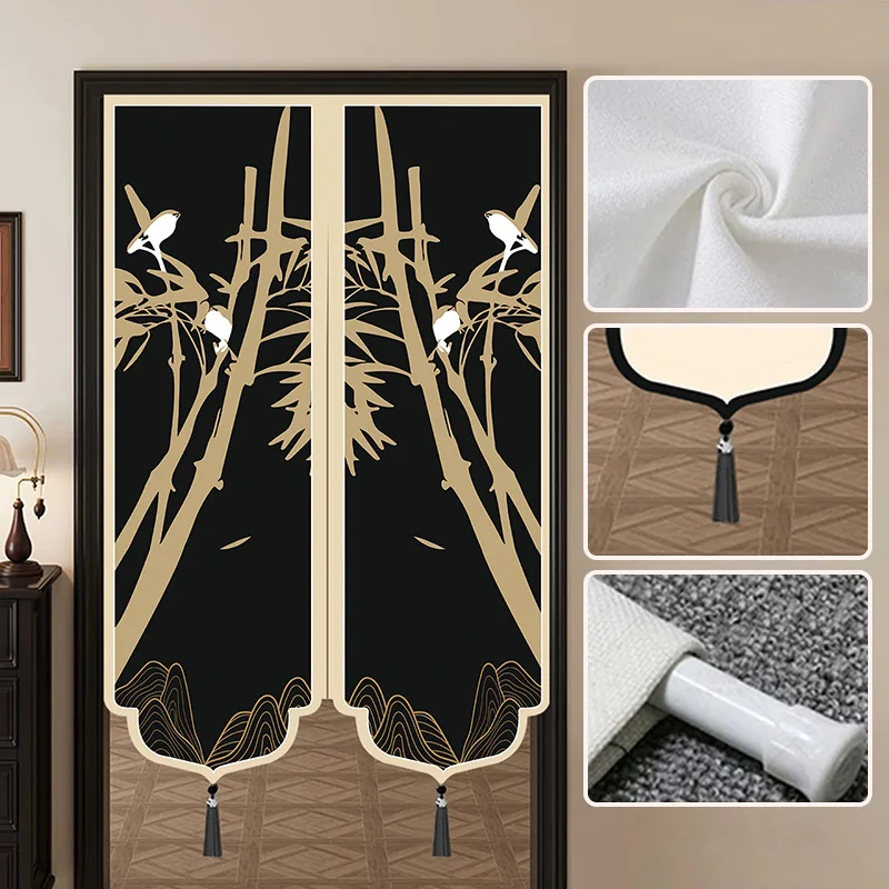 Chinese Style Special-shaped Door Decor Curtain Kitchen Bedroom Household Entrance Door No-drill Blocking Cloth Curtain шторы
