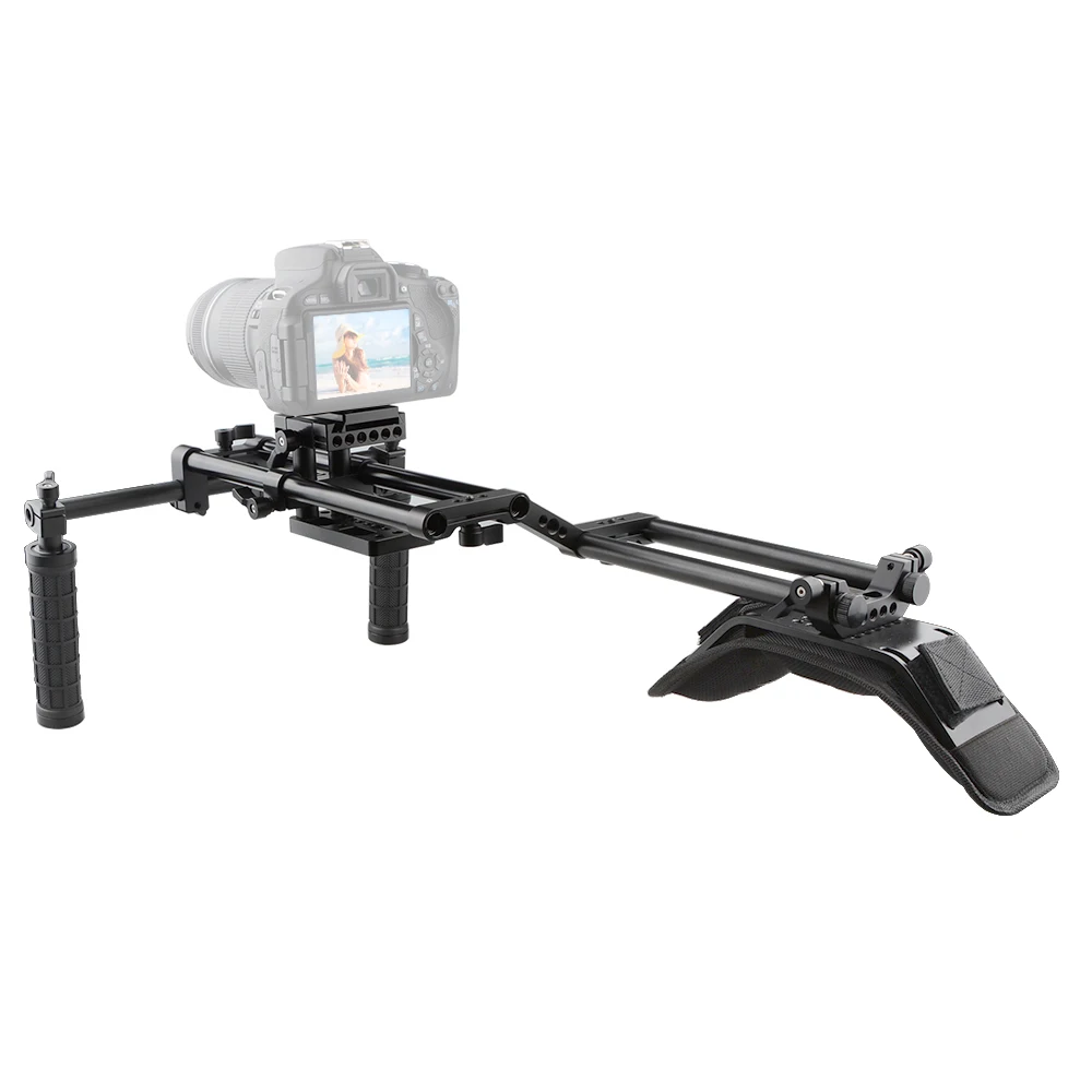 CAMVATE Extension Shoulder Mount Rig With Manfrotto QR Plate & Double 15mm Rail Rod System For DSLR Camera / DV Camcorder