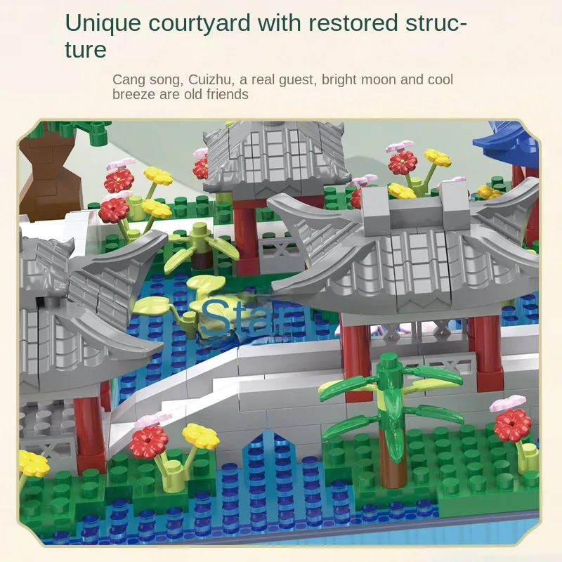 Hangzhou-Modèle de bloc d'assemblage d'architecture de paysage de style chinois, lac de l'Ouest, cadeau de jouet transfrontalier