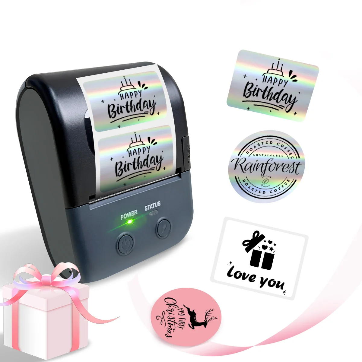 

‌2" Thermal Label Printer, Portable Wireless, Multi-Scenario Use (Office/Home/Business), w/1 White Sticker Roll‌