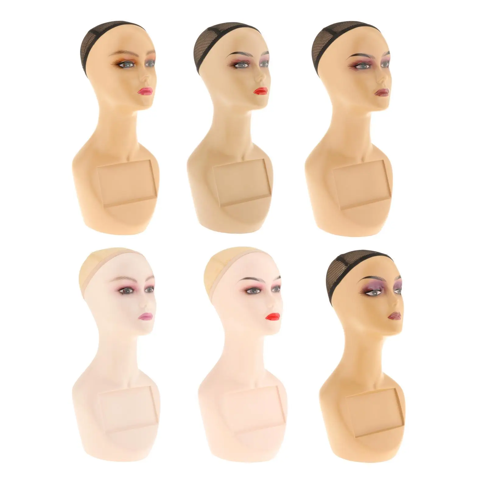 Female Mannequin Head with Netted Cap Accessories for Glasses Necklace