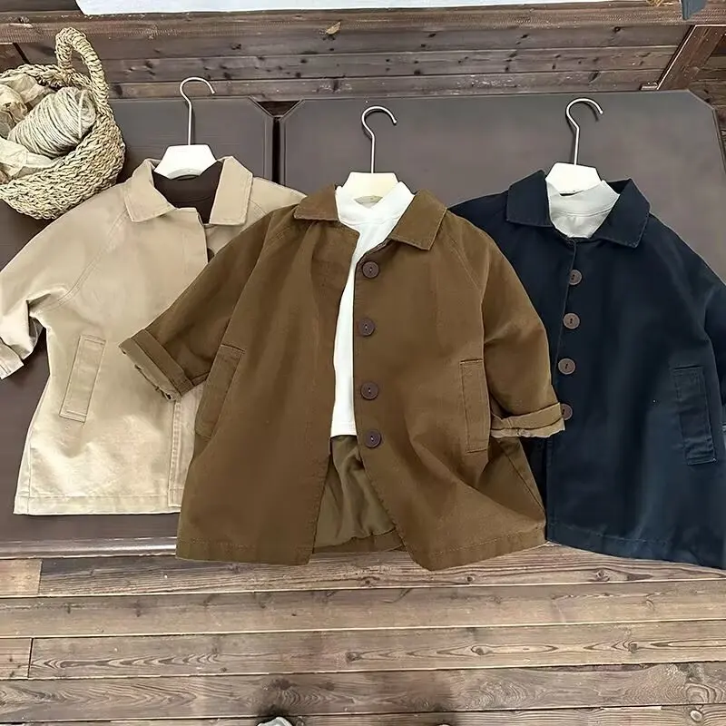 Fashion Baby Girl Boy Trench Short Back Infant Toddler Kid Windbreak Jacket Autumn Spring Child Dust Coat Baby Outwear Clothes