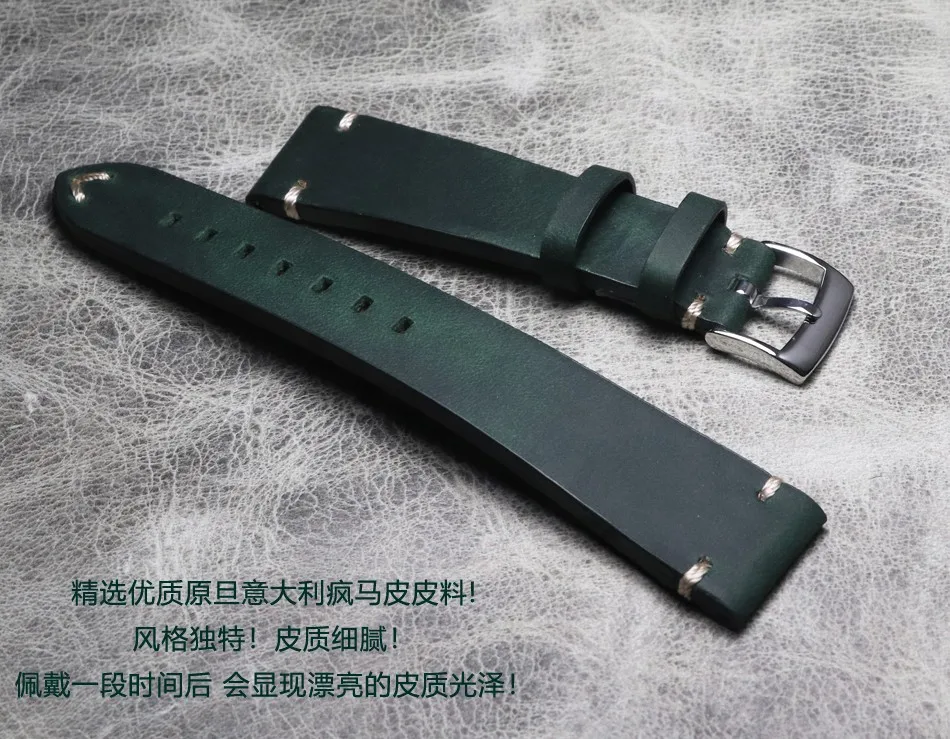 New Arrival Retro 20mm 21mm 22mm Leather Watch Strap Band Quick Release For Man Black Green Strap