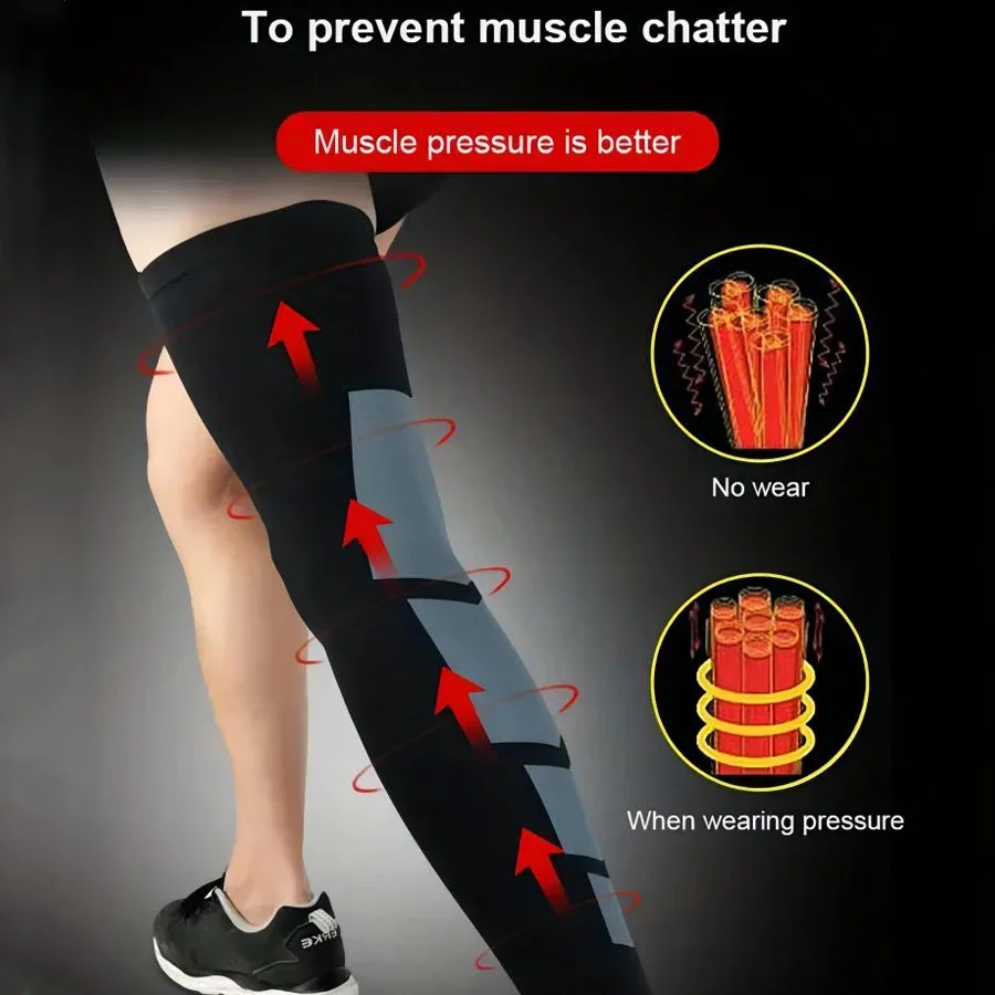 

1 Pair Breathable Compression Leg Sleeves Warm,Extended Compression Leg Warmers With Non-Slip Silicone Grip Unisex Sport