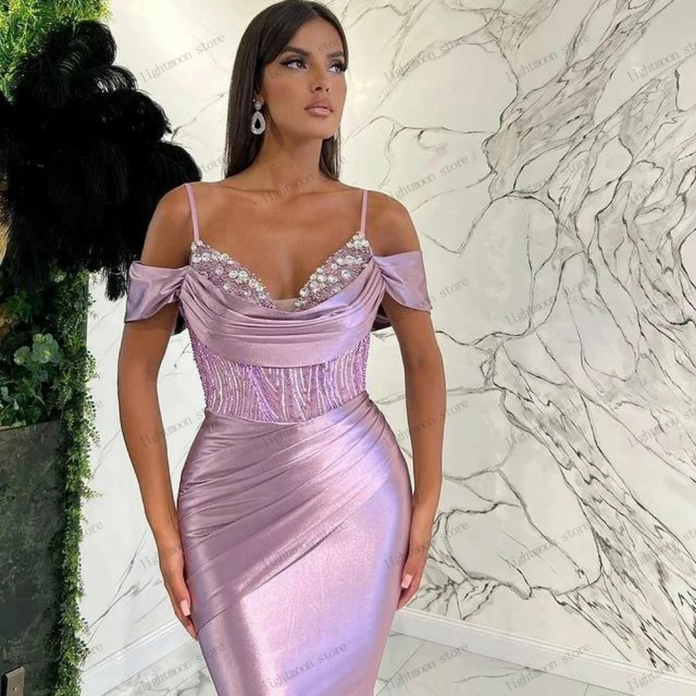 Glitter Evening Dresses Graceful Prom Dress Sequin Appliques Off The Shoulder Sheath Mermaid Sweep Train 2024 Vestidos De Noche