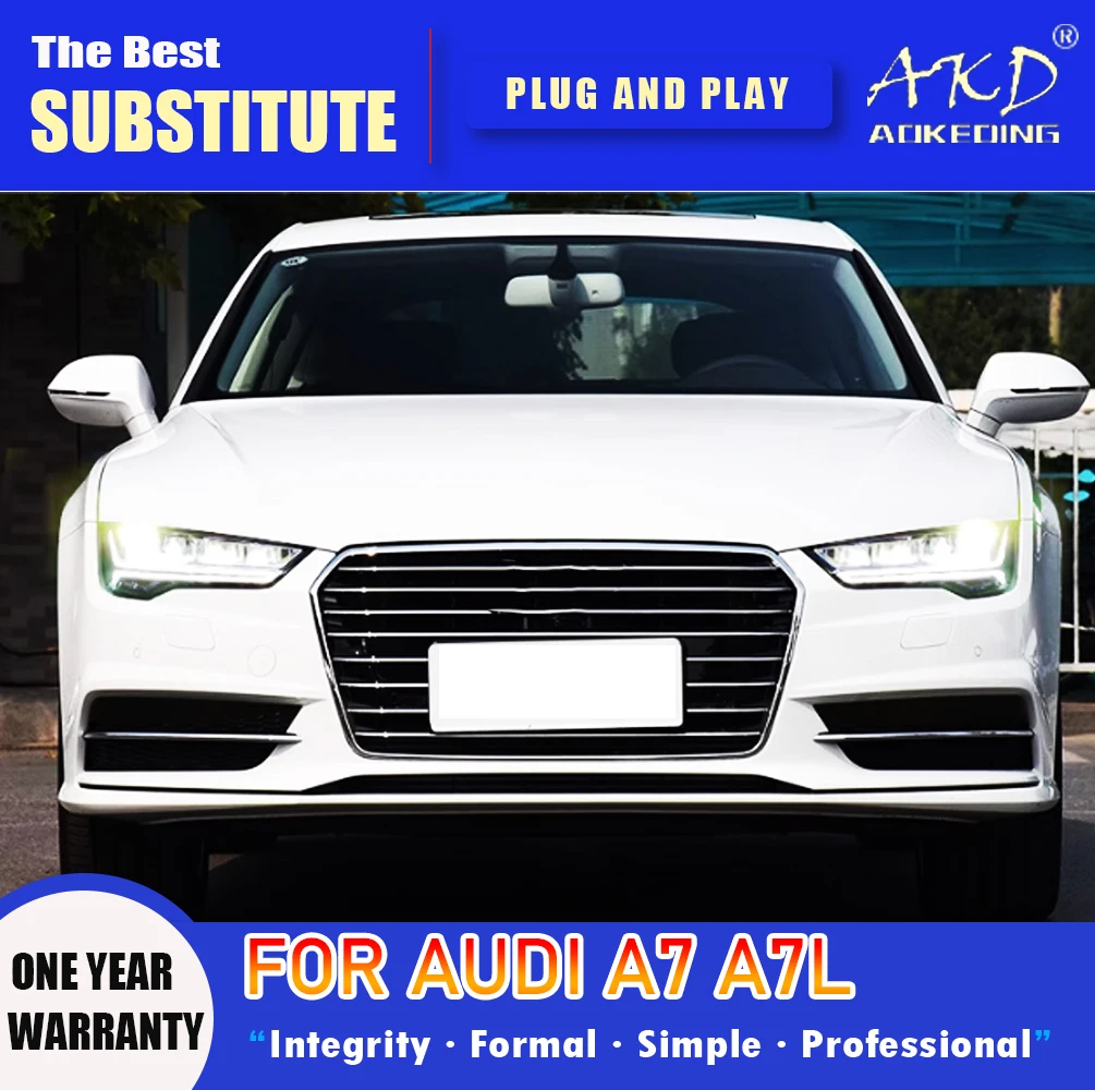 AKD Head Lamp for Audi A7 LED Headlight 2011-2018 Headlights A7 S7 DRL Turn Signal High Beam Angel Eye Projector Lens