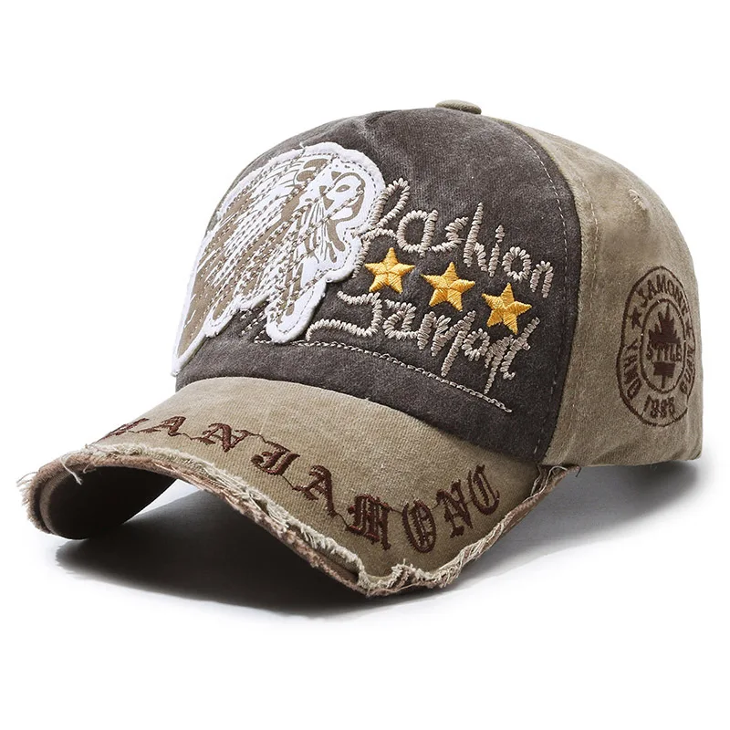 Retro Washed Distressed Embroidered Duckbill Cap For Women In spring and Summer Large Brim Soft Top Baseball Cap Adjustable