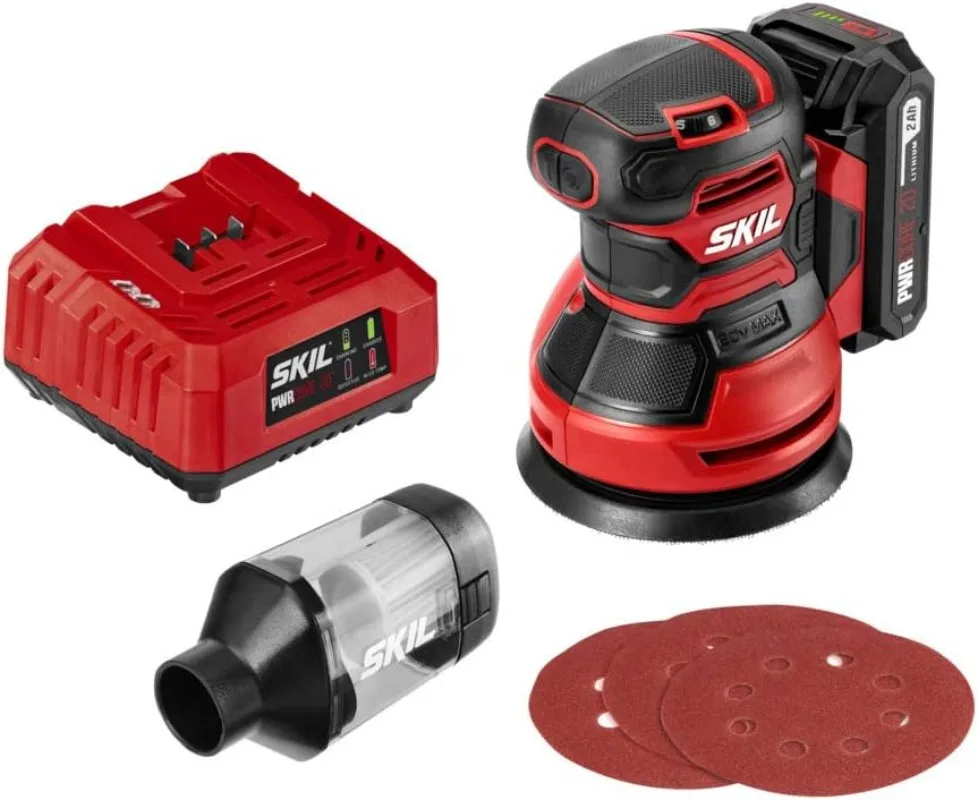 

PWRCore 20 20V Brushed 5" Random Orbital Sander Variable Speed Includes 3pc Sandpaper, Dust Box, 2.0Ah Battery and Charger