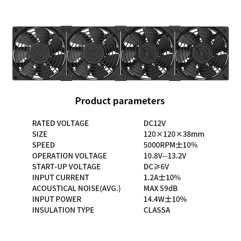 5000RPM 12038 High Speed Two Ball Bearing Cooling System Fan For Computer BTC Mining Cabinet Server 120mm Ventilator Kit