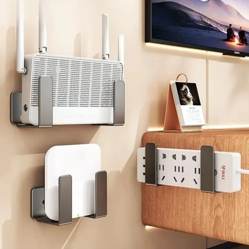 No Drill Wall Mount Bracket for Router Modem Set Top Box Power Strip Organizer Shelf