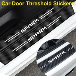 Carbon Fiber for Chevrolet Spark Logo Car Door Sill Anit Kick Film Trunk Guard Protective Decals Front Rear Threshold Stickers