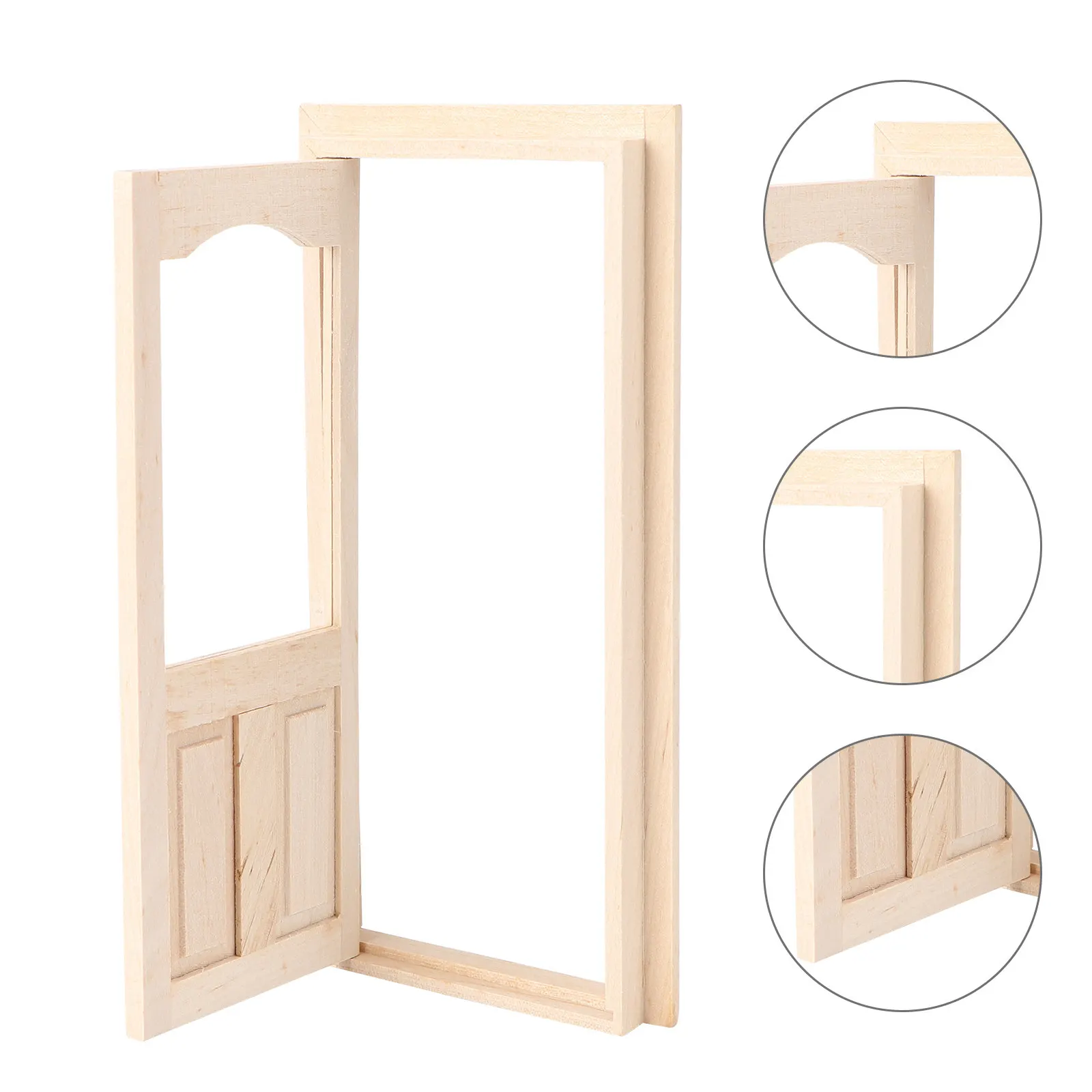

1Set Mini House DIY Solid Wood Khaki Door Multi-Purpose Smooth Surface Decorative Miniature Door Ornament Photo Prop