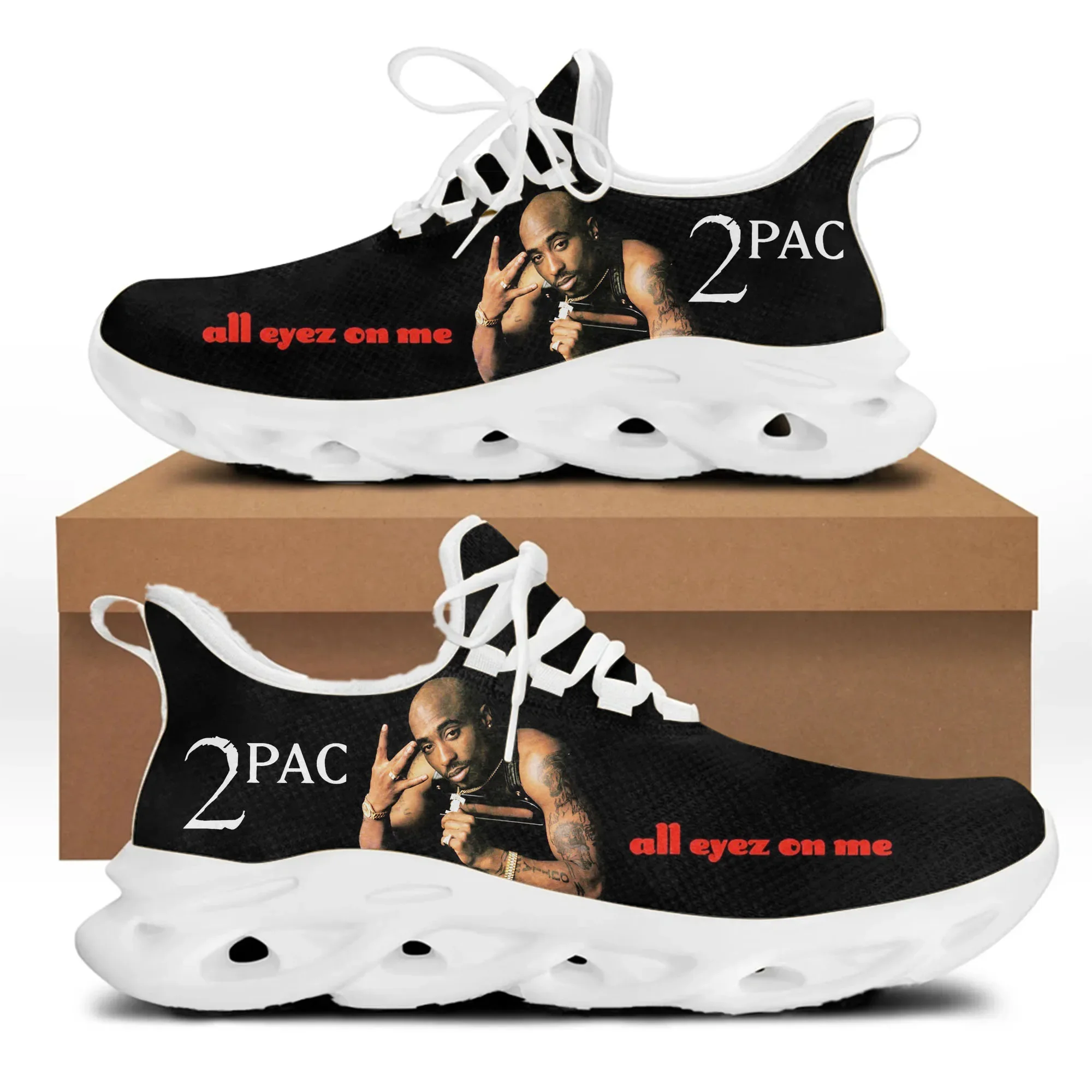 Rap 2Pac Tupac Flats Sneakers uomo donna scarpe da corsa sportive All Eyez on Me Sneaker fai da te di alta qualità scarpe su misura