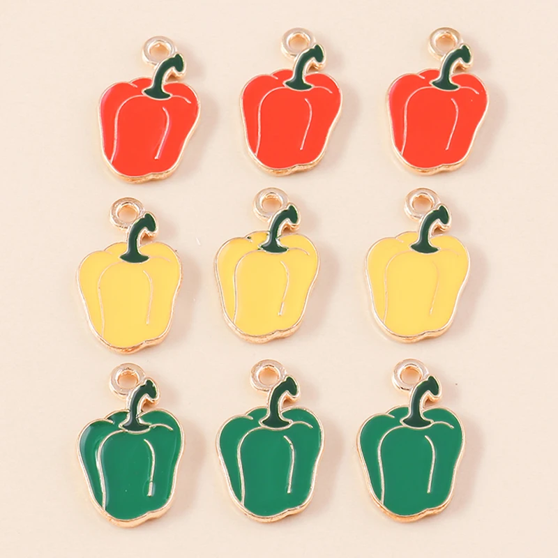 Leslie 10 шт. эмаль зеленый красный чили подвески для серег острый перец подвески ожерелье браслет DIY ювелирные изделия ручной работы ремесло