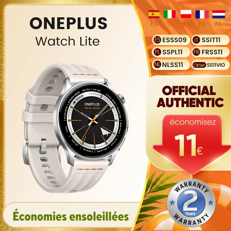 Montre connectée OnePlus Watch Lite, écran AMOLED 1,46'', GPS double bande, jusqu'à 10 jours d'autonomie