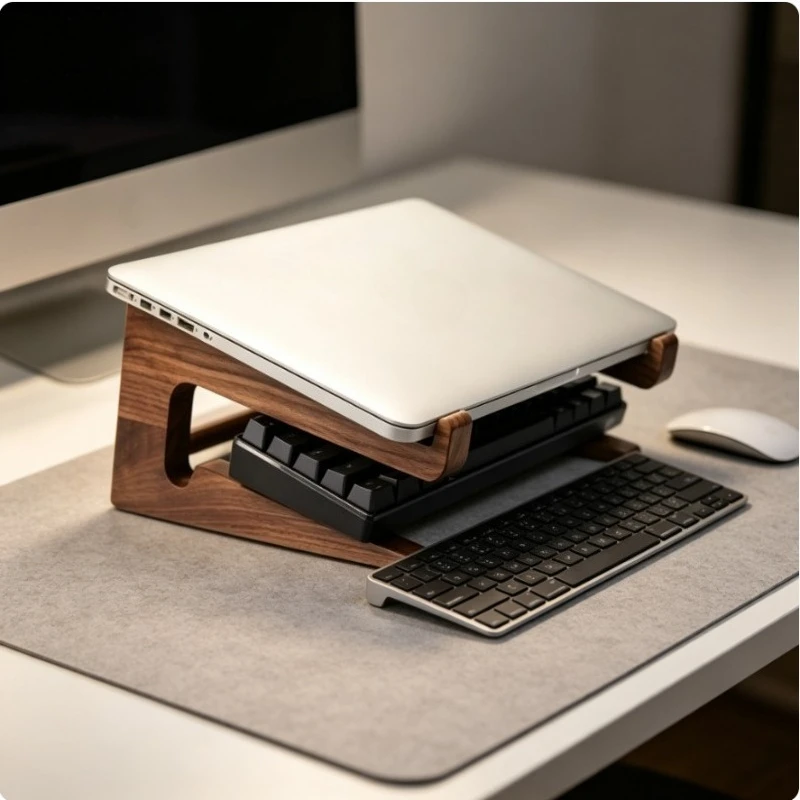 Laptop stand black walnut solid wood series height lifting stand saves keyboard placement space
