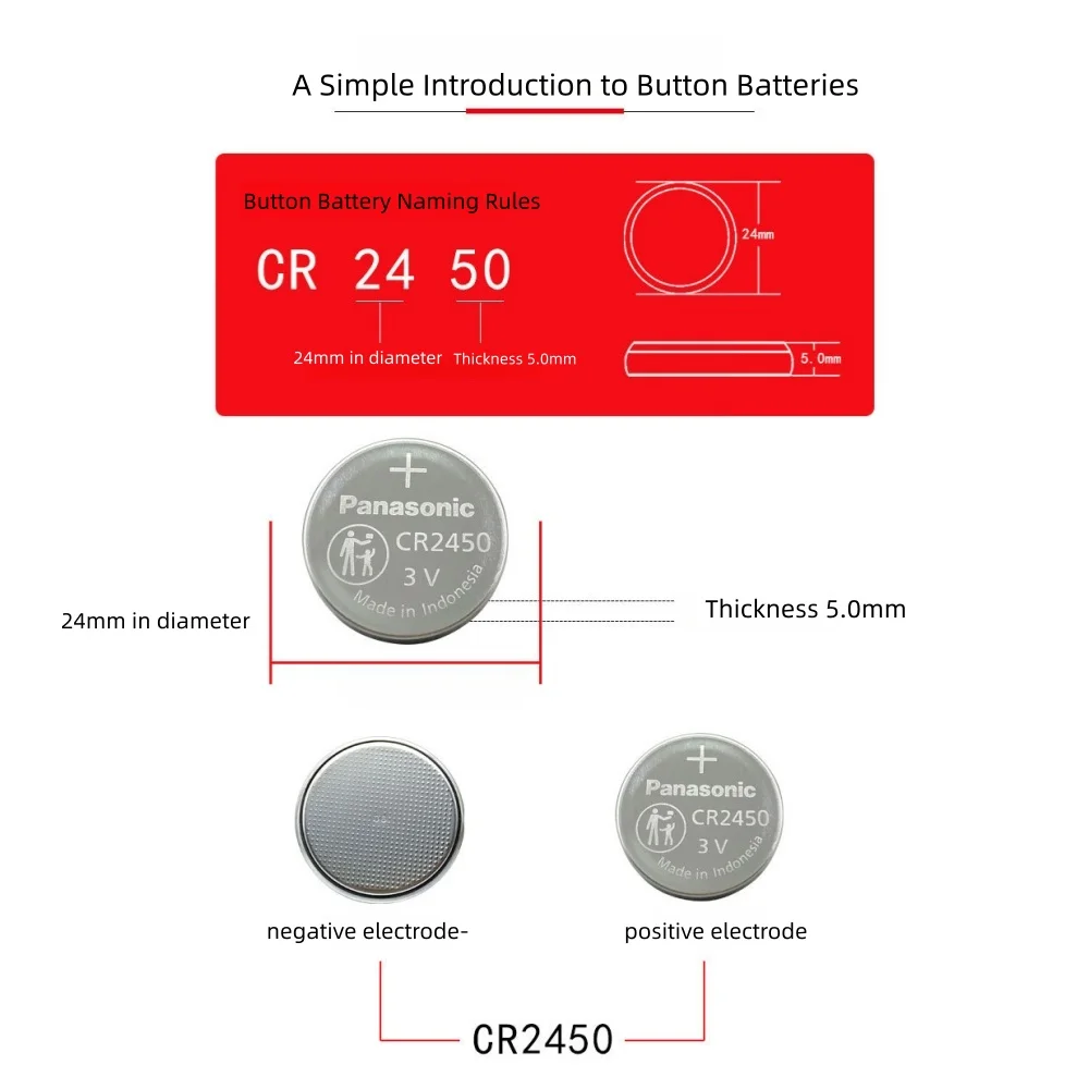 5-200pcs 100% Original Panasonic CR2450 DL2450 3V 600mAh 3V Lithium Battery for Watch Car Key Remote Calculator Button Coin Cell