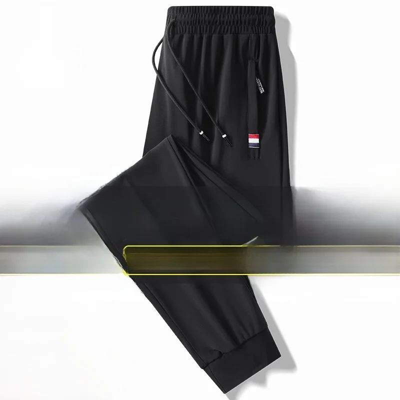 Quick Dry Ice Silk Men's Summer Thin Sport Pants Loose Large Size Air Conditioning Straight Casual Long Trousers