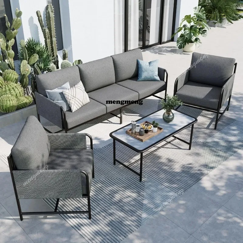 5 Seats Patio Furniture Sets, Olefin-Filled Textilene Fabric Backrest Outdoor Conversation Sets with Coffee Table,, Customized