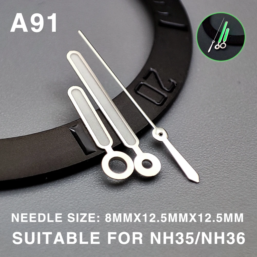 Watch Accessory Hands Superluminova Blue-Green Hands for NH36/35, 4r36 A1~A104 Case Movement