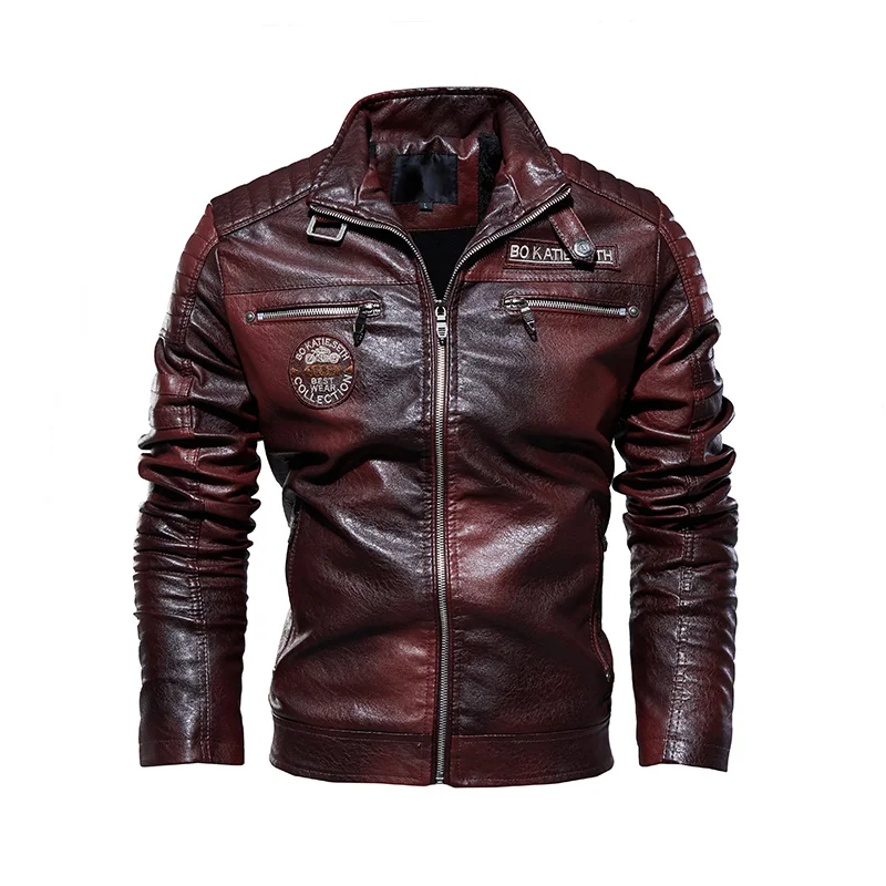 

2026Leather Jacket Men Winter Fleece Motorcycle Faux Leather Jacket Removable Fur Collar Windbreaker Ropa De Hombre Slim Coat