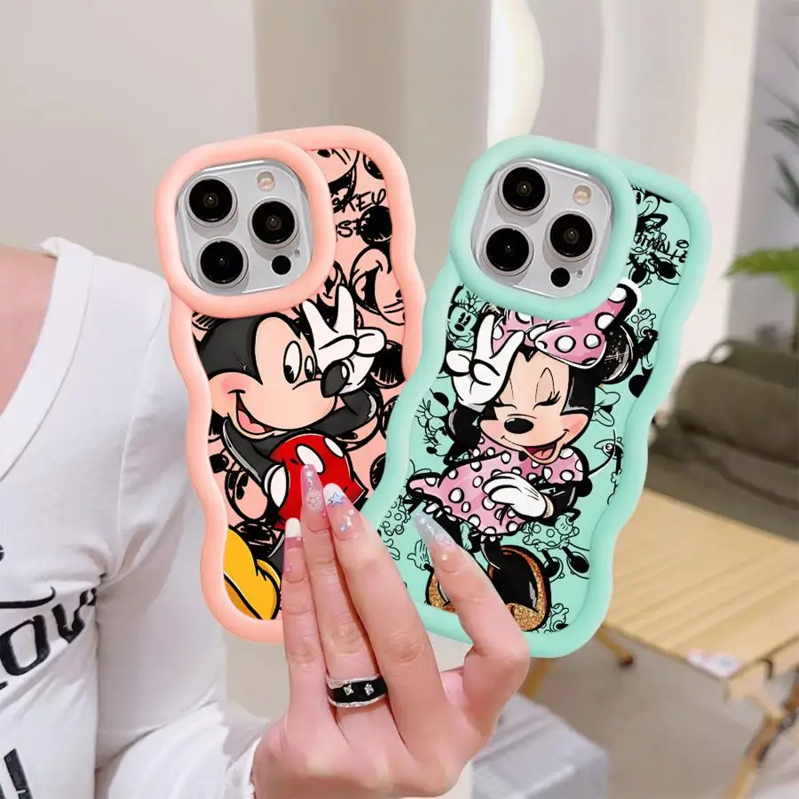 

Disney Mickey Minnie Mouse Case for iPhone 11 XR 15 Plus 14 X 13 12 16 Pro Max Soft Phone Cover