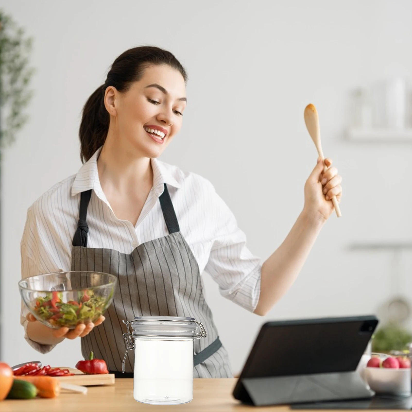 

550Ml Sealed Jar Plastic Food Storage Container for Cereal Rice Nuts Honey Moisture Proof Kitchen Pantry Organization Airtight