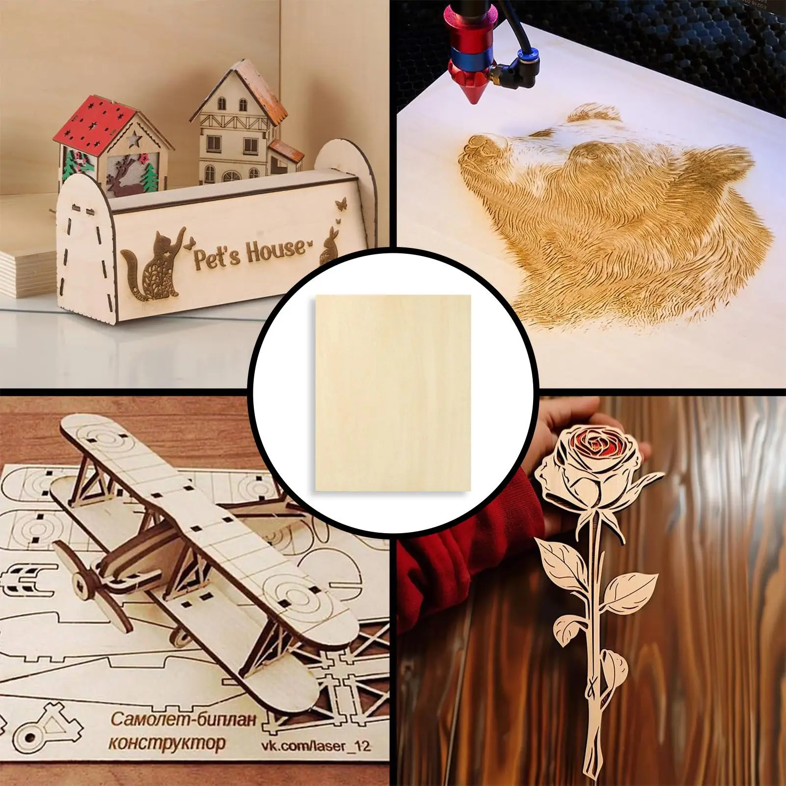 3 ミリメートルバスウッド未完成木材 6 ピース未完成クラフト彫刻 CNC 切断芸術建築モデル趣味プロジェクトミニ