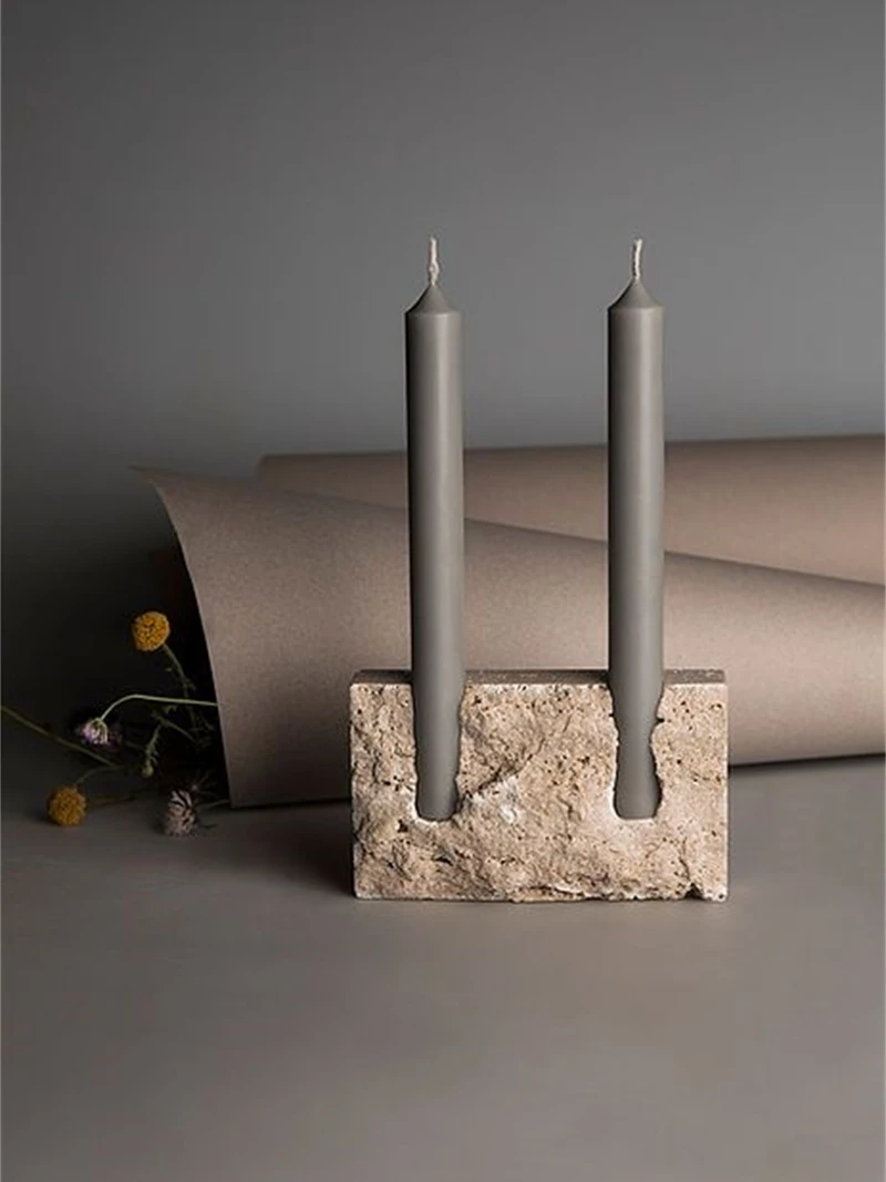 Nordic Light Luxury Style Living Room Decoration Candlestick Marble Material Table Candle Holder Romantic Atmosphere Ornaments