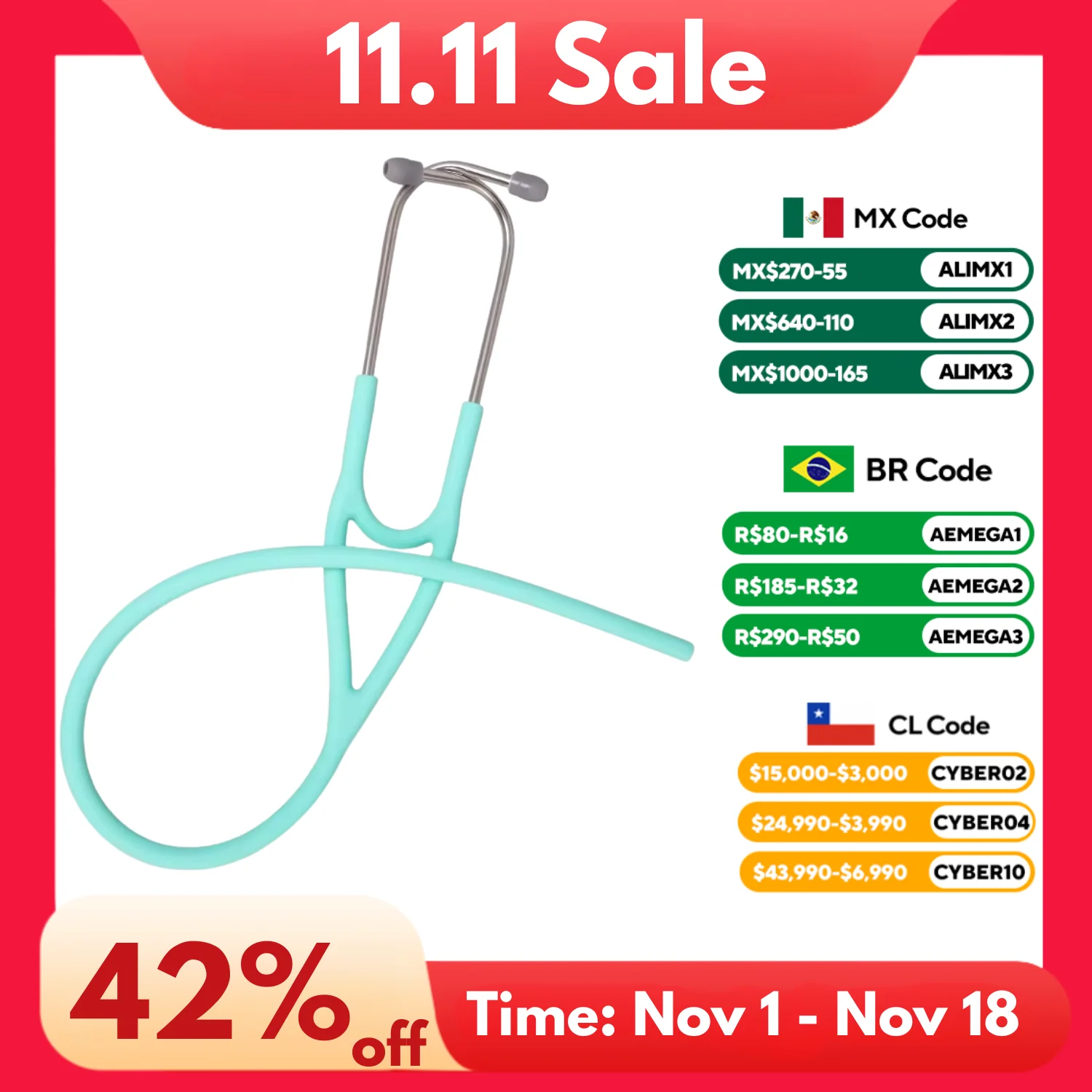 CARENT Stethoscope Tubing Stethoscope Accessories Tube Fit for 3M Littmann Classic III Cardiology IV Diagnostic Stethoscope