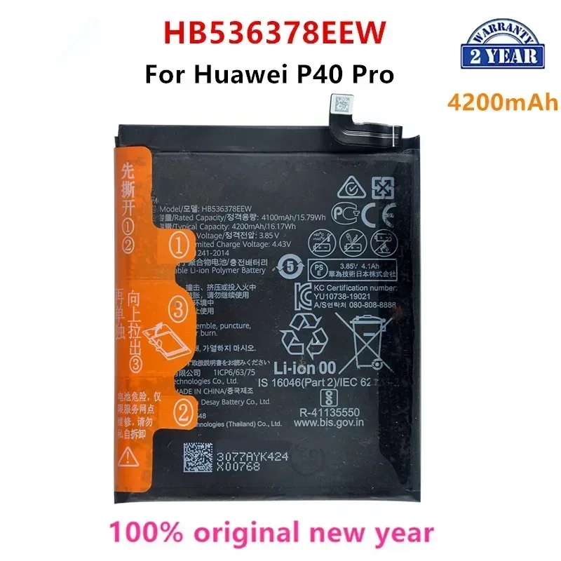 

100% Orginal HB536378EEW 4200mAh Phone Battery For HUAWEI P40 Pro P40Pro Replacement Batteries