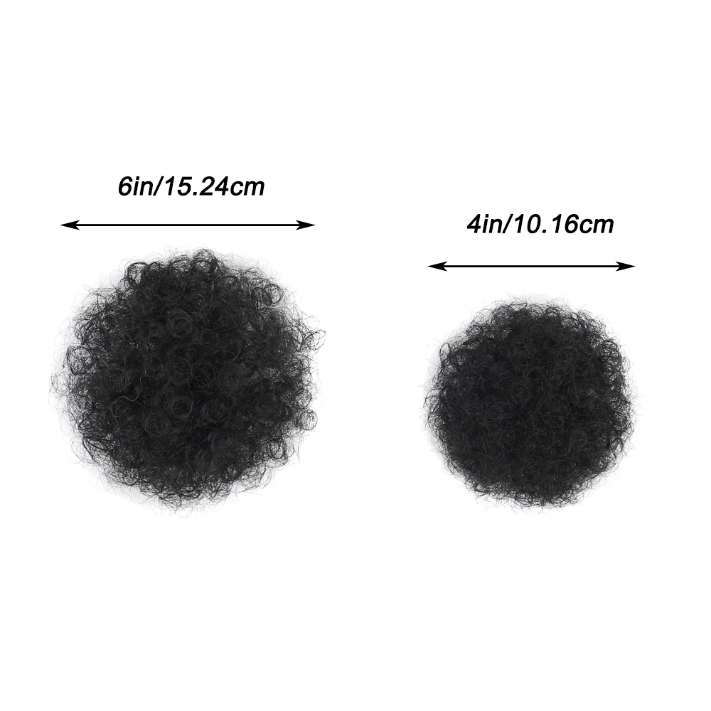 Kids Synthetic Afro Puff Hair Bun with Clips Short Kinky Curly Ponytail Extension Little Girls Clip on Hairpiece
